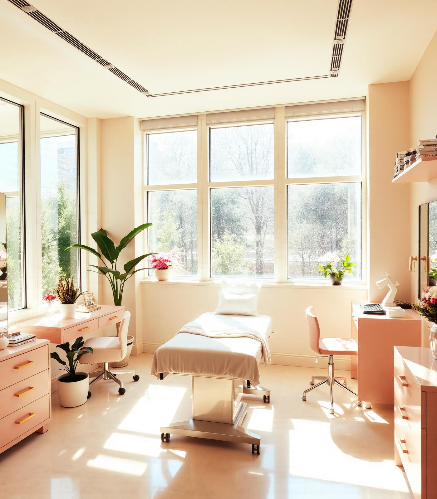 Bright, warm professional salon interior